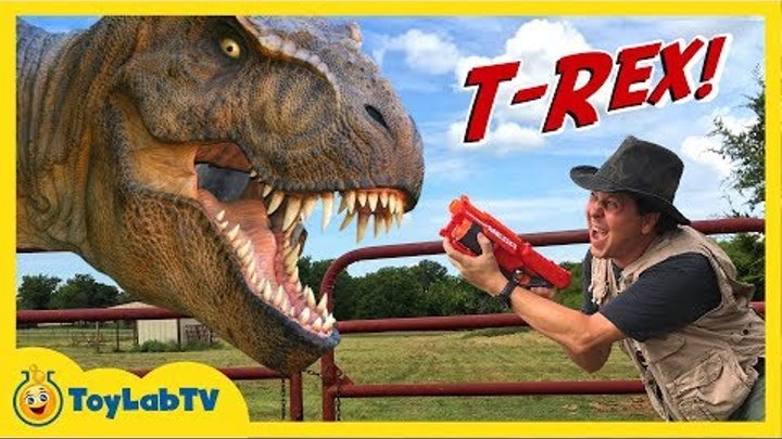 Giant Life Size T-Rex Dinosaur & Park Ranger Aaron in Jurassic Adventure Family Friendly Video Giant Life Size T-Rex Dinosaur & Park Ranger Aaron in Jurassic Adventure Family Friendly Video