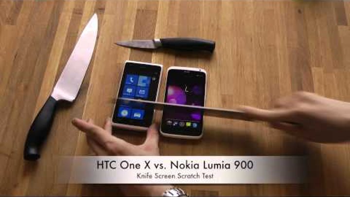 HTC One X vs. Nokia Lumia 900 - Knife Screen Scratch Test