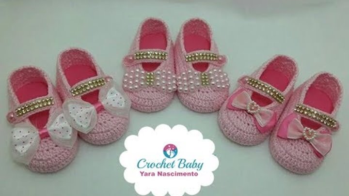 Sapatinho Ana de crochê - Tamanho 09 cm - Crochet Baby Yara Nascimento
