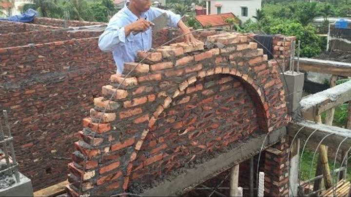Amazing Smart Techniques Construction Fastest With Bricks - How To Building A Curved Wall Brick Step