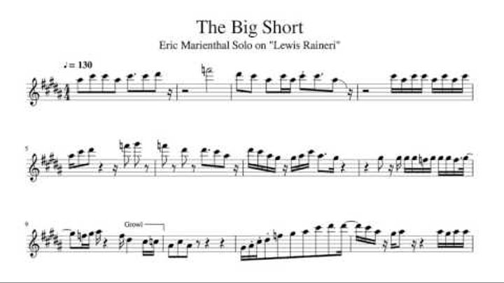 Lewis Rainieri (The Big Short) - Eric Marienthal Solo Transcription