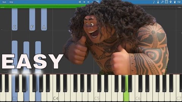 How to play You're Welcome - EASY Piano Tutorial - Moana Soundtrack - Dwayne Johnson