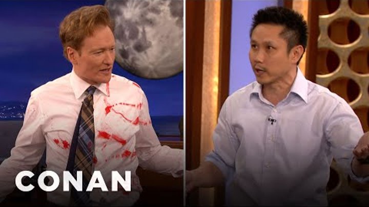Steven Ho Teaches Conan Defense Against Guns & Knives - CONAN on TBS