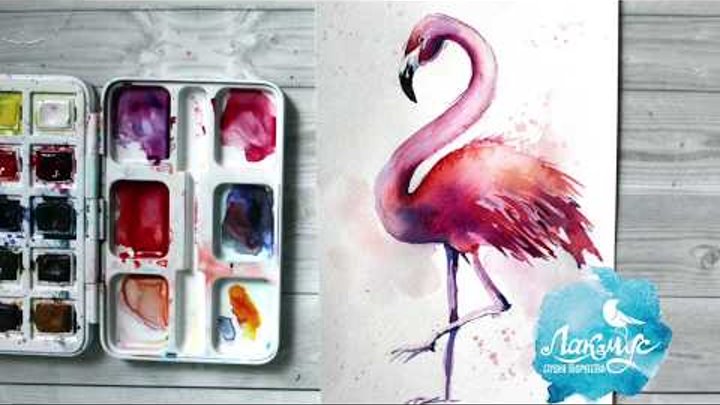Как нарисовать фламинго акварелью. 365 арт дней. День 6