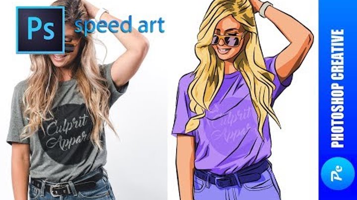Speed Art - Рисуем портрет в стиле ГТА (#Photoshop) | PhotoshopCreative