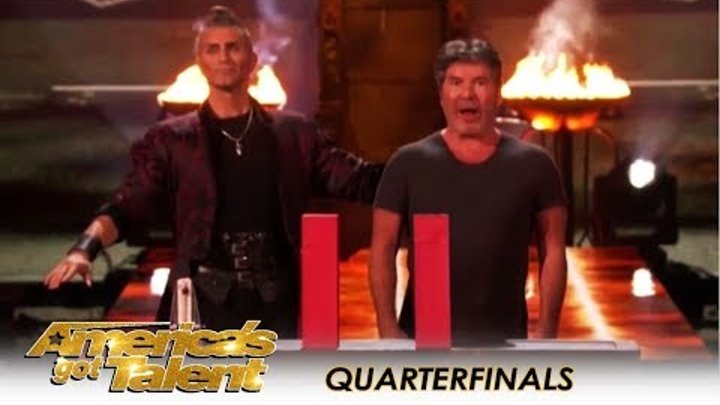 Aaron Crow Has Simon Cowell SCARED For His Life During Danger Act! | America's Got Talent 2018