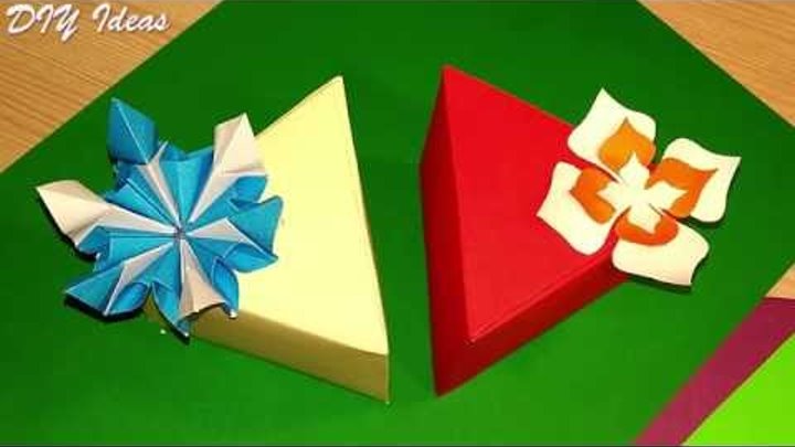 DIY easy and cute Triangular box: ONE piece of paper, NO template. Gift box in 5 minutes! DIY easy and cute Triangular box: ONE piece of paper, NO template. Gift box in 5 minutes!