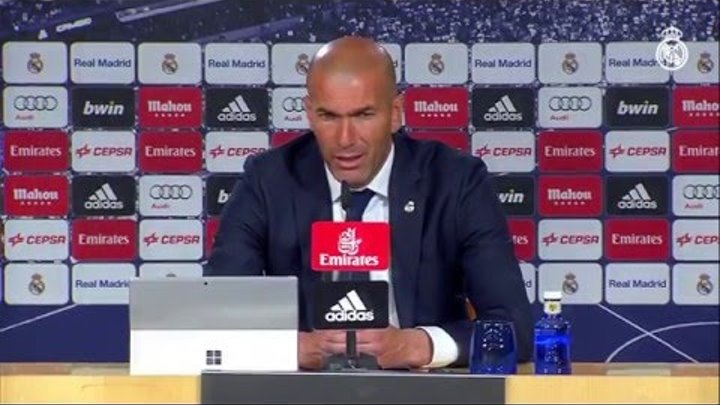 Zidane en la rueda de prensa tras la victoria del Real Madrid sobre el Sevilla