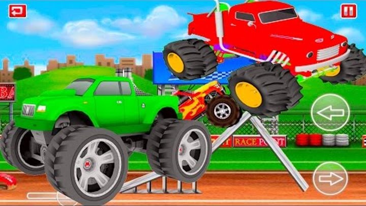 ИГРОВОЙ веселый мультик для детей Про машинки монстры Monster Trucks Kids Racing