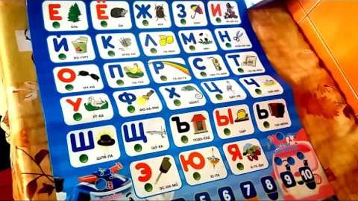 Детский мультик , буквы от А до Я изучаем , интерактивный плакат на русском языке