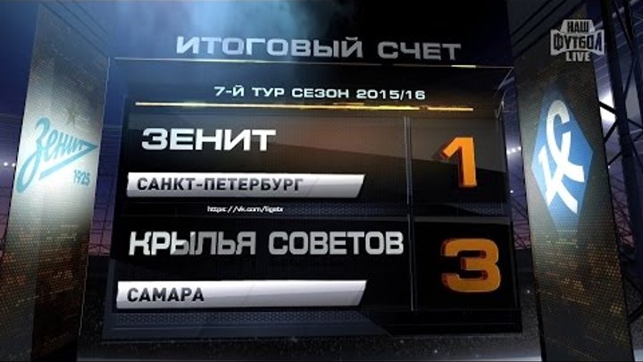 Обзор матча: Футбол. РФПЛ. 7-й тур. Зенит - Крылья Советов 1:3 Обзор матча: Футбол. РФПЛ. 7-й тур. Зенит - Крылья Советов 1:3