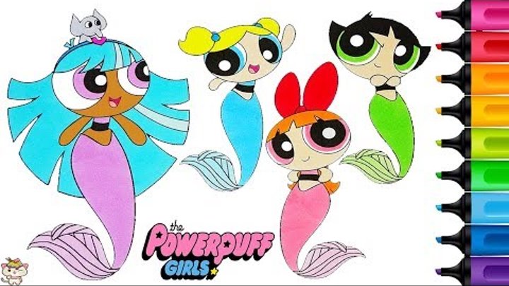 Powerpuff Girls Coloring Book Pages Bliss Blossom Bubbles Buttercup Mermaids PPG Rainbow Splash Powerpuff Girls Coloring Book Pages Bliss Blossom Bubbles Buttercup Mermaids PPG Rainbow Splash