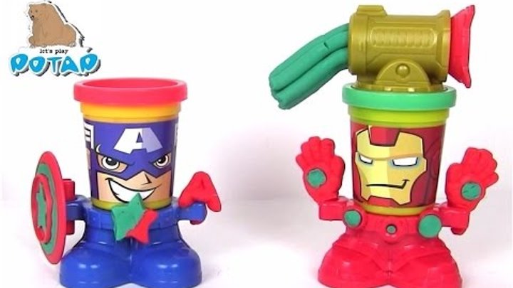 Пластилин Плей До на Русском Play Doh Капитан Америка и Железный Человек. Пластилин для Детей