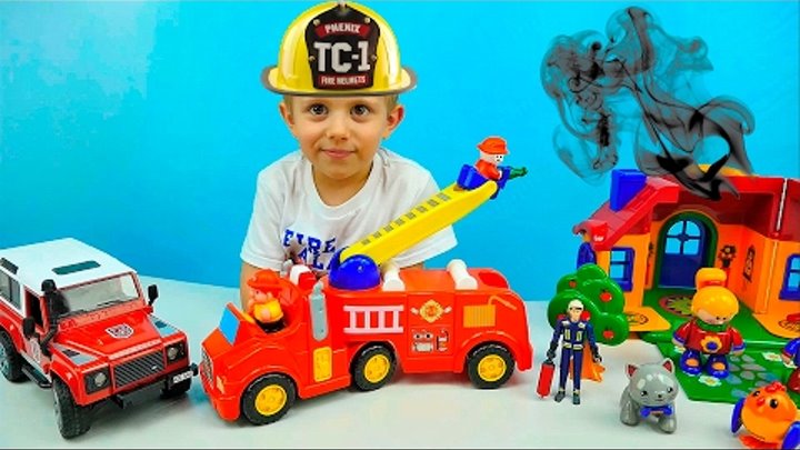 Машинки. Пожарная Машина Kiddieland и Пожарный Джип Брудер. Видео для ребёнка. Fire Trucks