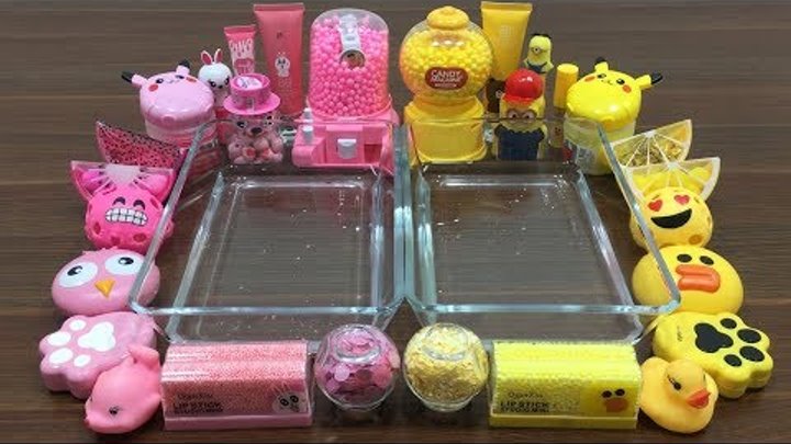 Mixing Random Things Into Clear Slime ! Pink Vs Yellow Special Series Part 9 Satisfying Slime Video Mixing Random Things Into Clear Slime ! Pink Vs Yellow Special Series Part 9 Satisfying Slime Video