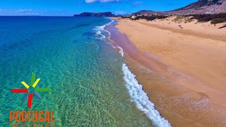 Porto Santo Beach aerial view - 4K Ultra HD Porto Santo Beach aerial view - 4K Ultra HD