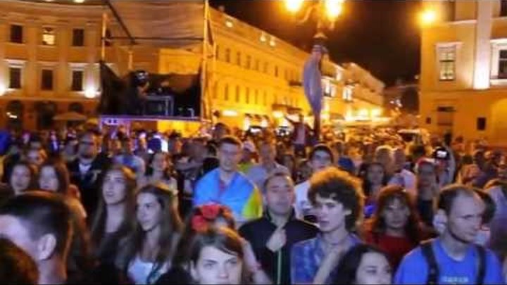 Гімн України від одеситів та гостей міста на День Незалежності України 2014.