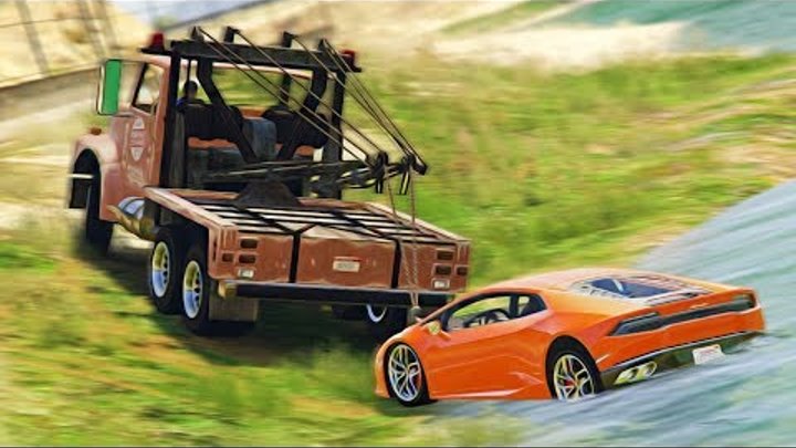 Реальная Жизнь в GTA 5 - УВИДЕЛ КАК Я ПОДНЯЛ УТОПЛЕННЫЙ Lamborghini Huracan