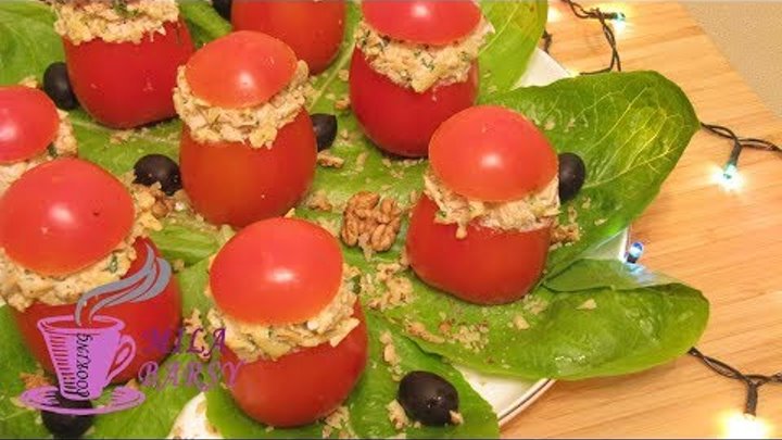 Праздничная закуска Фаршированные помидоры Новогодний рецепт Christmas stuffed tomatoes