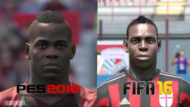PES 2016 vs FIFA 16 AC Milan Player Faces Comparison