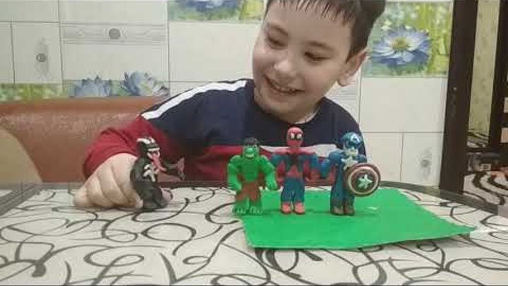 Человек-паук, Капитан Америка, Веном и Халк из пластилина!