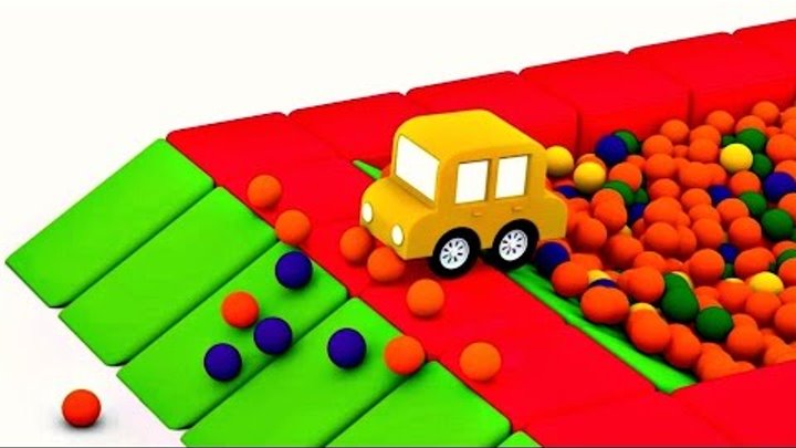 Apprendre couleurs avec 4 voitures colorées. Dessins animés éducatifs. La piscine à balles.