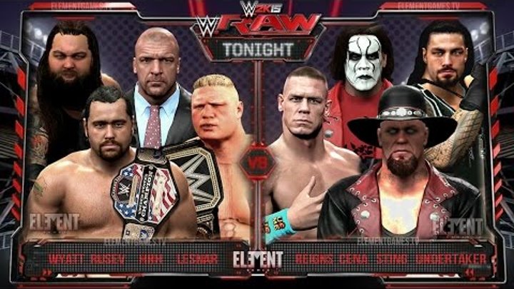 WWE RAW 2K15 : Undertaker, Sting, John Cena & Reigns vs Brock Lesnar, HHH, Wyatt & Rusev - 23/03/15 WWE RAW 2K15 : Undertaker, Sting, John Cena & Reigns vs Brock Lesnar, HHH, Wyatt & Rusev - 23/03/15