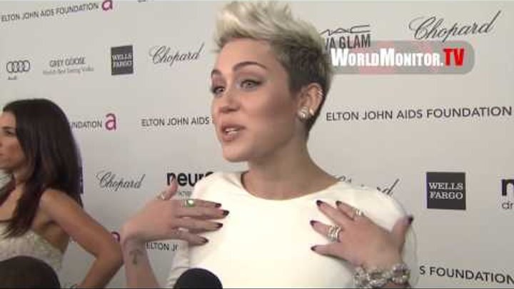 Miley Cyrus, Nicki Minaj at Elton John AIDS Foundation Academy Awards Viewing Party