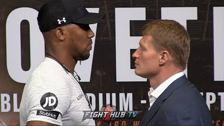ANTHONY JOSHUA & ALEXANDER POVETKIN HAVE ROCKY 4 TYPE FACE OFF IN LONDON