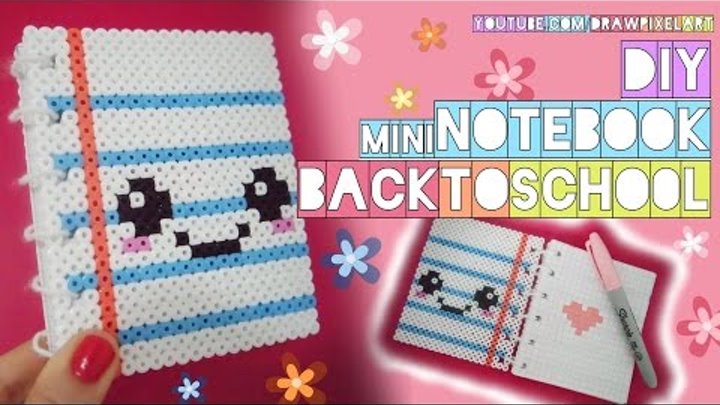 DIY mini notebook | back to school | easy kawaii | perler hama beads | cute pixels | draw pixel art