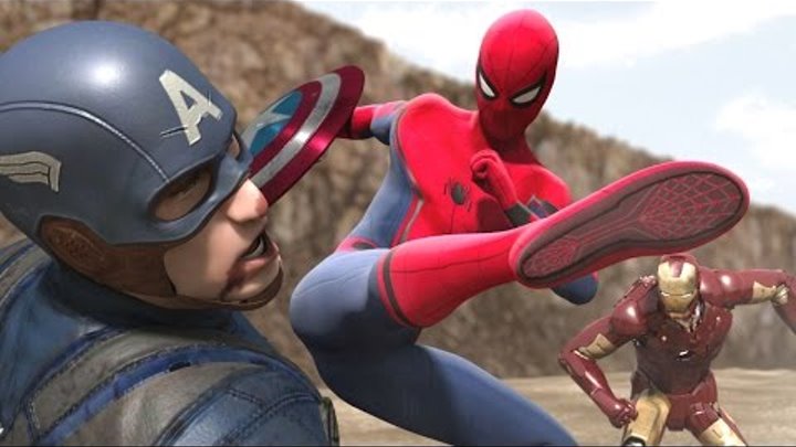 Civil War - Iron Man vs Captain America - Part1 (FIGHT SCENE) feat new Spiderman
