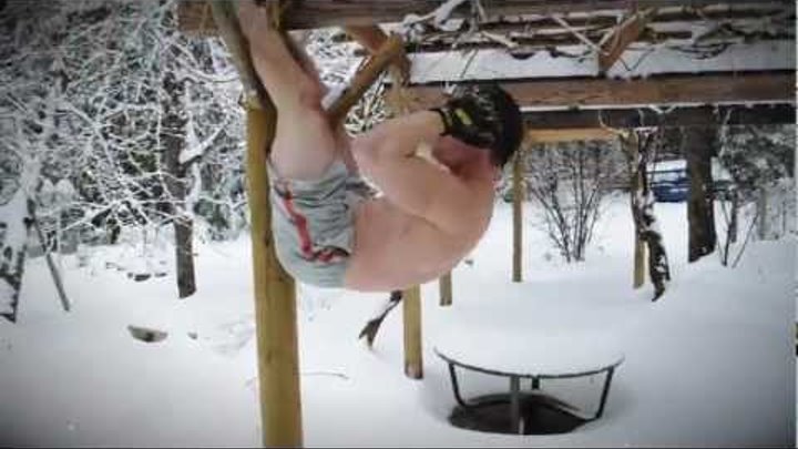 Extreme Shirtless Snow Workout