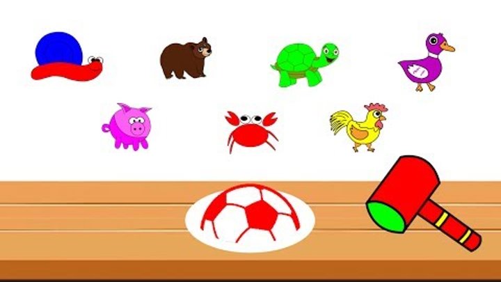 Learn Colors With Animals Soccer Balls Balloons Popping Show For Kids Children Videos