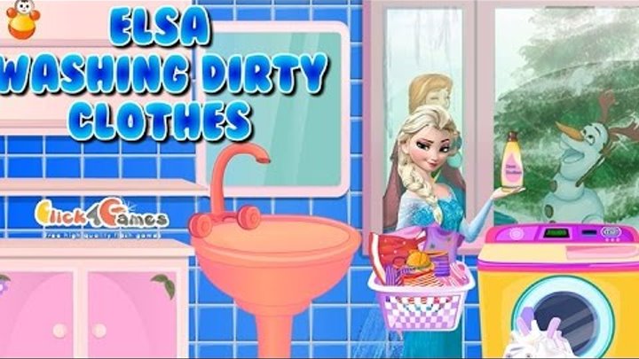 NEW Игры для детей—Disney Эльза Холодное сердце уборка и стирка—Мультик Онлайн видео игры девочек