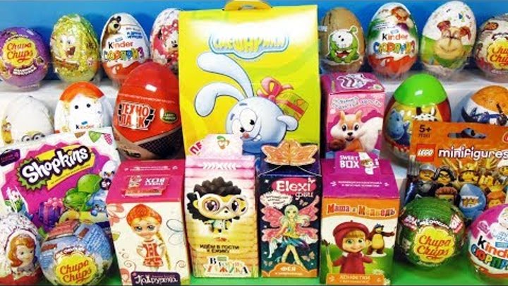 25 СЮРПРИЗОВ! Смешарики, Маша и медведь,Тролли,Три богатыря,Барбоскины Kinder Surprise Eggs unboxing 25 СЮРПРИЗОВ! Смешарики, Маша и медведь,Тролли,Три богатыря,Барбоскины Kinder Surprise Eggs unboxing