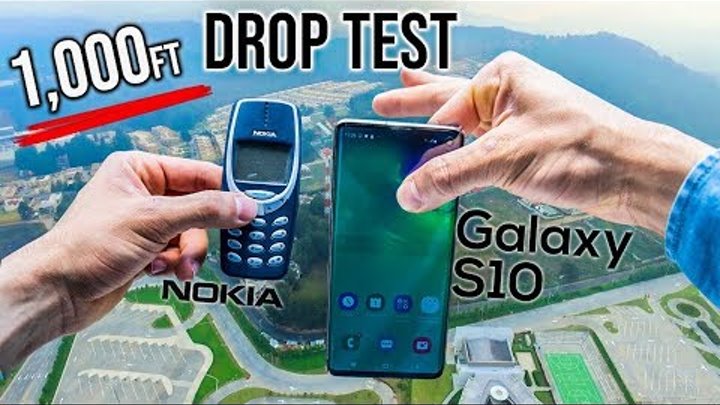 Samsung Galaxy S10 Drop Test from 1,000 Feet! - VS. Nokia 3310 | in 4K