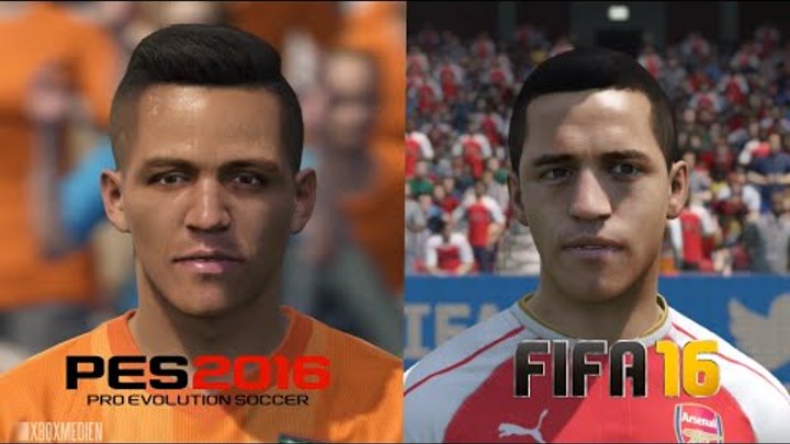 PES 2016 vs FIFA 16 Arsenal Player Faces Comparison