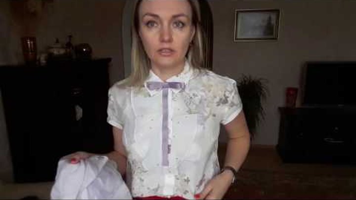 Блузка с жабо молочная + красная атласная юбка от В.Юдашкина Faberlic