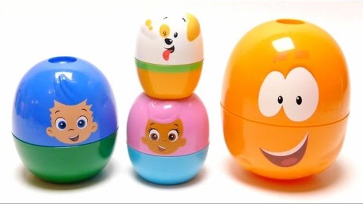 BUBBLE GUPPIES SURPRISE EGGS Stacking Cups Mr. Grouper & Guppy Puppy Playset