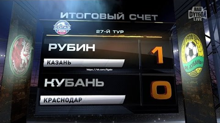 Обзор матча: Футбол. РФПЛ. 27-й тур. Рубин - Кубань 1:0 Обзор матча: Футбол. РФПЛ. 27-й тур. Рубин - Кубань 1:0