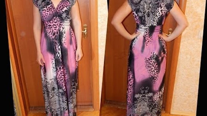 Длинное летнее платье с коротким рукавом (Aliexpress)