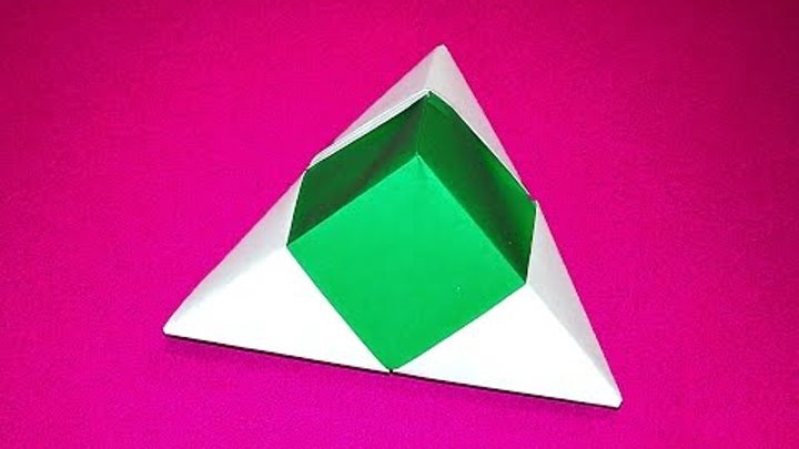 Origami pyramid box - one piece of paper. Christmas gift box. Easy gift box only 3 minutes Origami pyramid box - one piece of paper. Christmas gift box. Easy gift box only 3 minutes