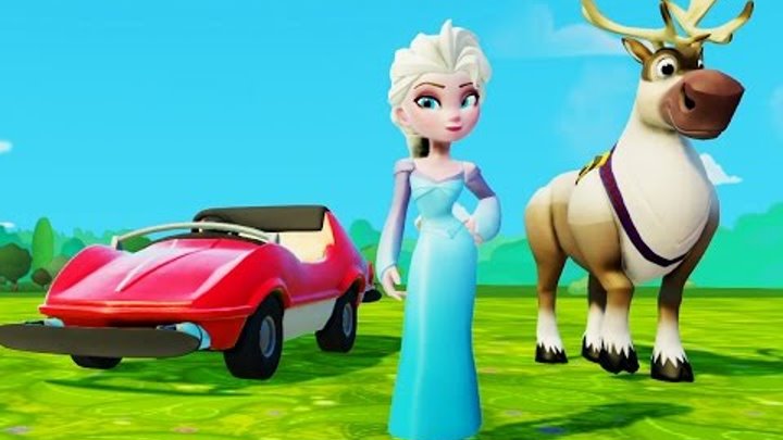 Мультик игра Эльза Холодное Сердце, Олень Свен и Тачки Машинки Дисней Frozen Elsa & Disney Cars