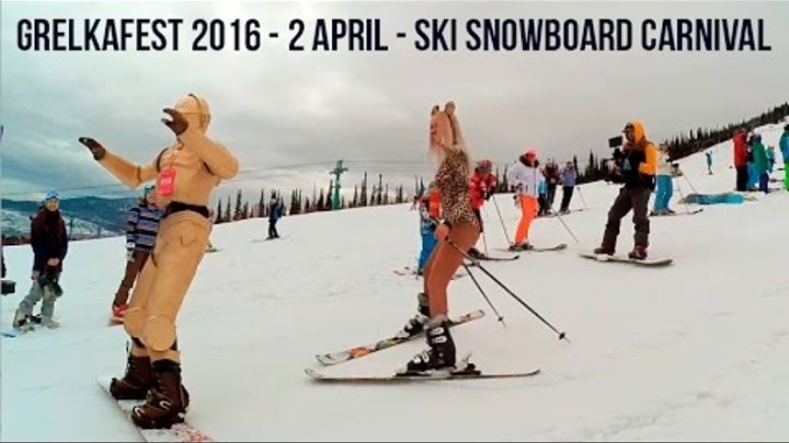 Грелкафест 2016 - 2 апреля. Спуск в карнавальных костюмах. Russia ski snowbord carnival. Sheregesh