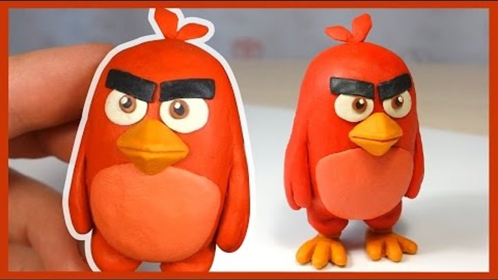 Как слепить Энгри Бердз из пластилина. Ред. Red (Angry Birds Movie) of plasticine.