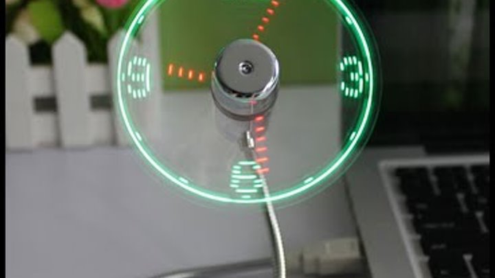 USB Fan LED Clock Light - Different Views