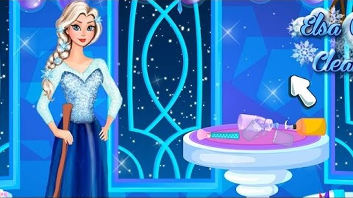 NEW Игры для детей—Disney Принцесса Эльза уборка в замке—мультик для девочек
