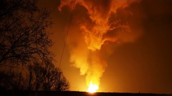 Взрыв газопровода в Калужской области (вид из Балабаново) в ночь на 29.04.2016