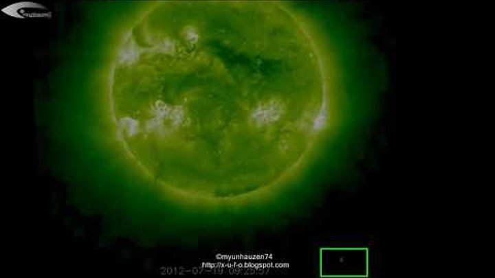 Giant RODs near the Sun, UFO near the Sun, a Giant object in the solar coronal hole July 19, 2012.