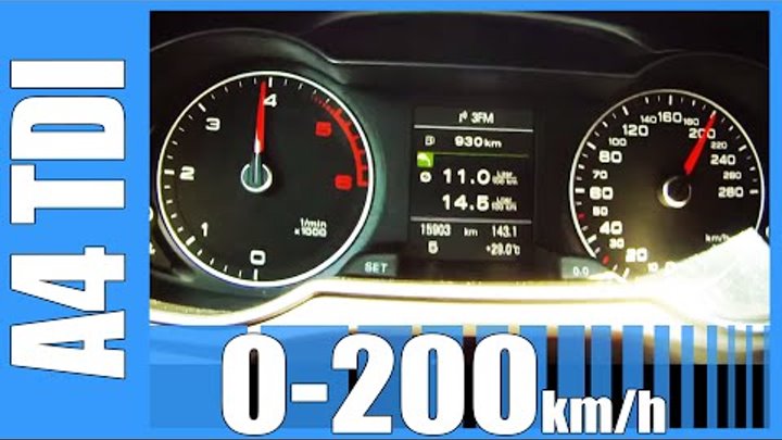 Audi A4 2.0 TDI 0-200 km/h NICE! Acceleration Audi A4 2.0 TDI 0-200 km/h NICE! Acceleration